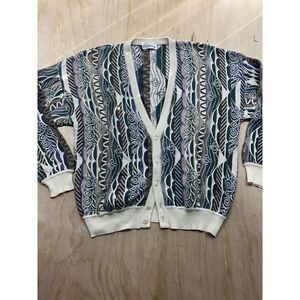 Vintage St Croix Sweater 3D Knit Coogi Style Sz L Lightweight USA Made Dad 90s